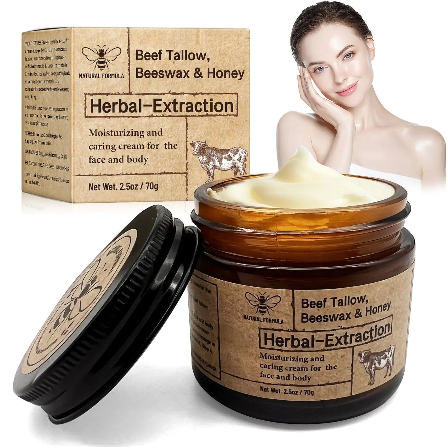 Generic Beef Tallow Balm for Skin Care - Natural Moisturizer for Face & Body-Honey Balm with Vitamins-Whole Body & Face Moisturizer(1PCS)